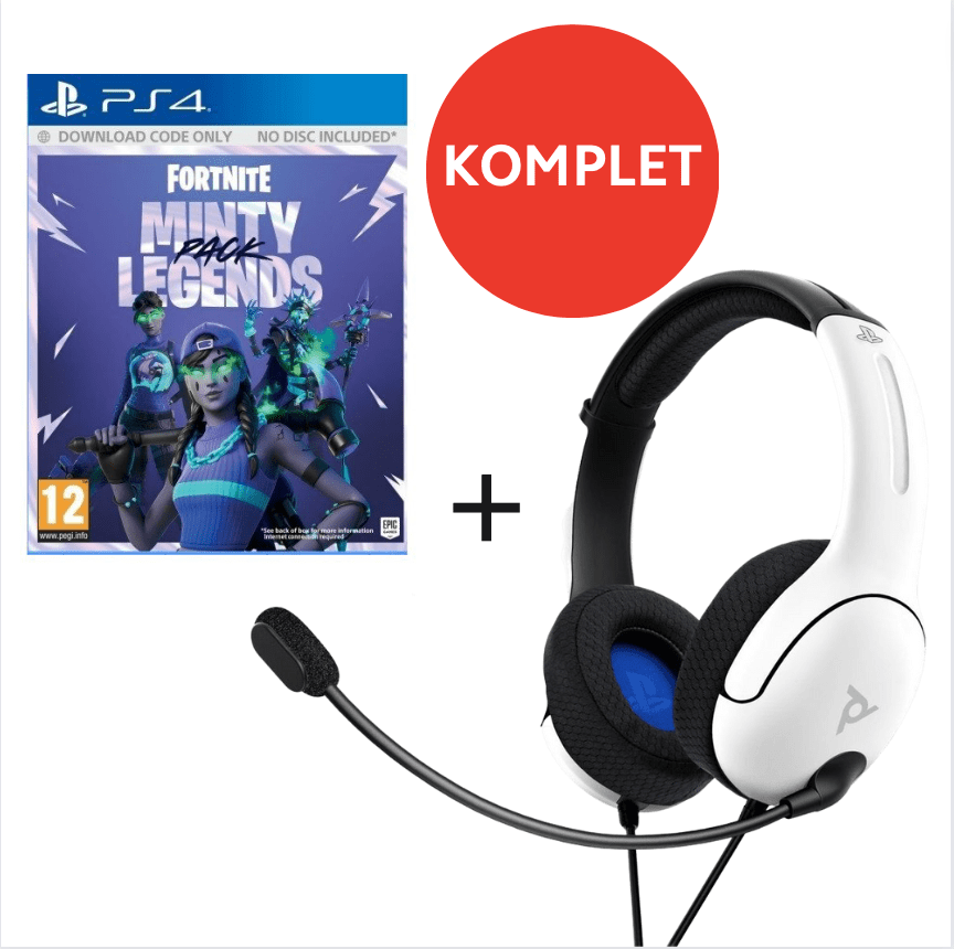 PDP PS4/PS5 STEREO HEADSET LVL40 WHITE + PS4 FORTNITE MINTY 9999853365972