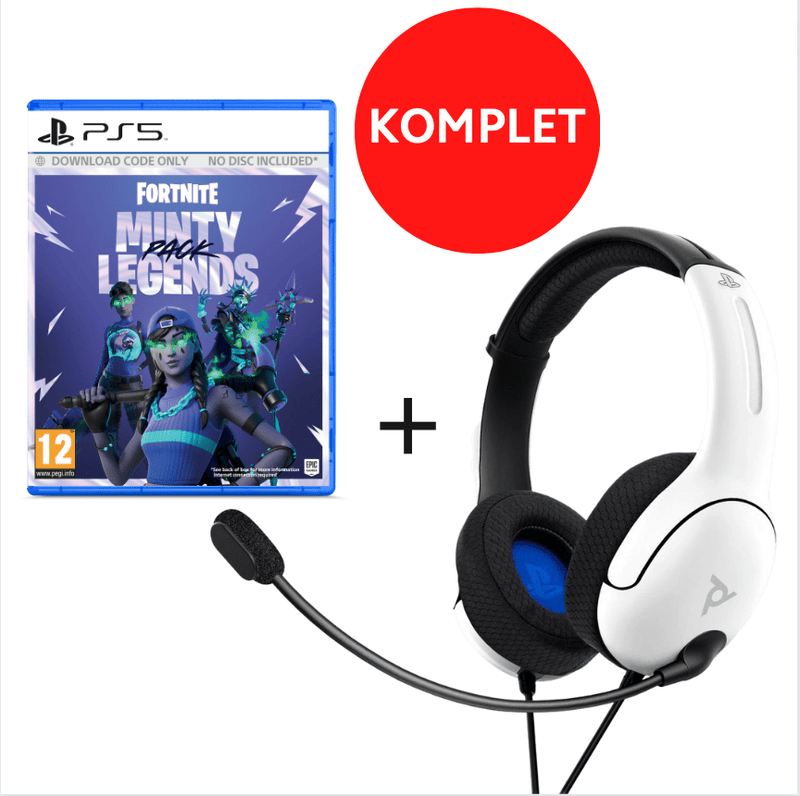 PDP PS4/PS5 STEREO HEADSET LVL40 WHITE + PS5 FORTNITE MINTY 9999855365970