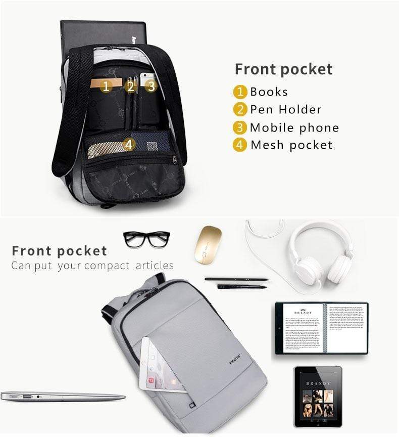 Tigernu Backpack T-B3142-USB 17" Silver 6928112307692