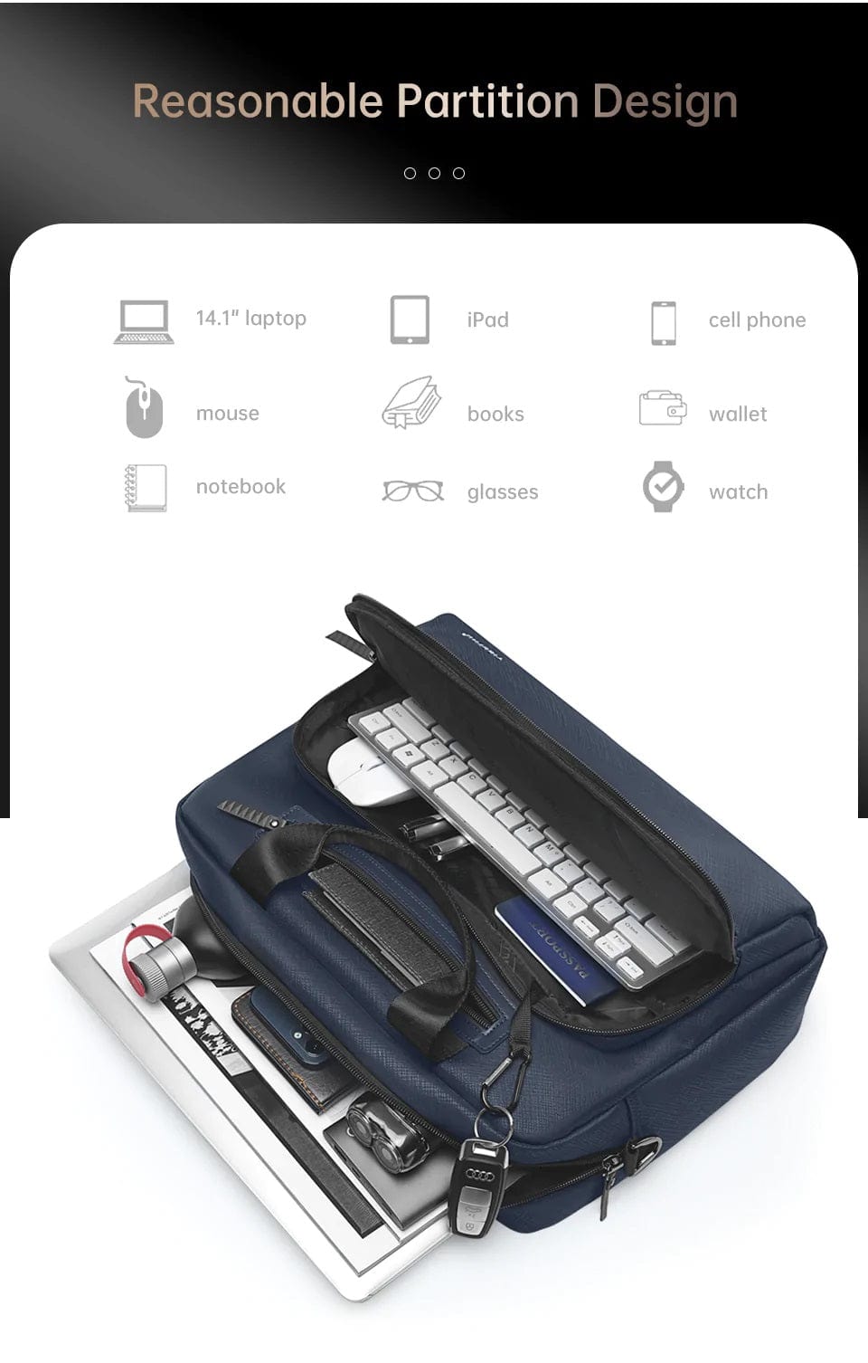 TIGERNU LAPTOP TRAVEL OFFICE SLING SHOULDER MESSENGER BAG T-L5207 BLUE 6928112303694