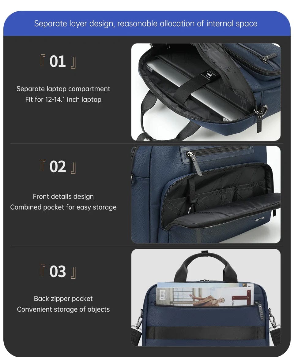 TIGERNU LAPTOP TRAVEL OFFICE SLING SHOULDER MESSENGER BAG T-L5207 BLUE 6928112303694